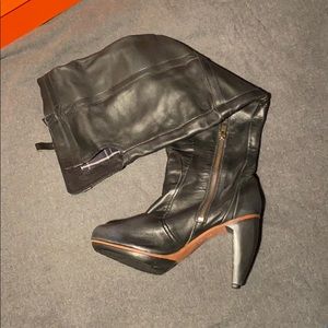 Isabelle J Shoes Black Leather Knee High Boot